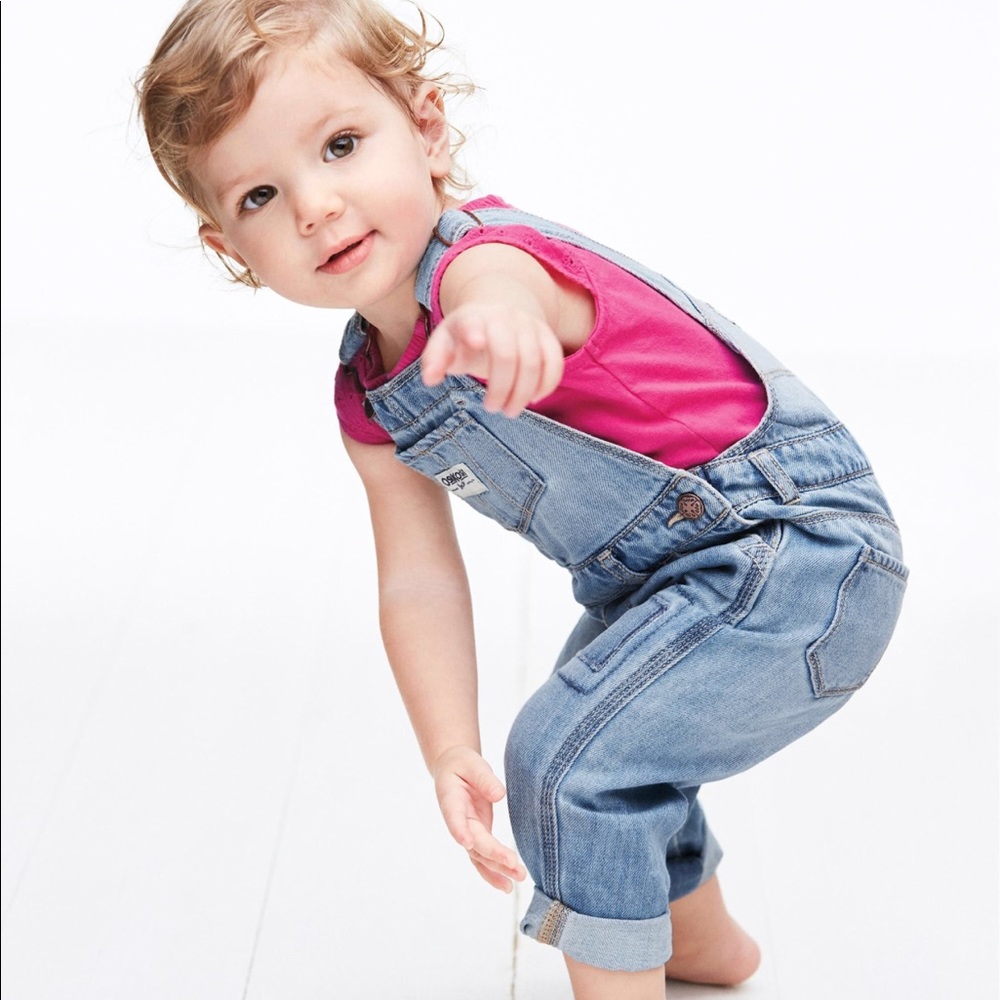 OshKosh B’gosh Baby Girl Overalls in Soft Denim 6m